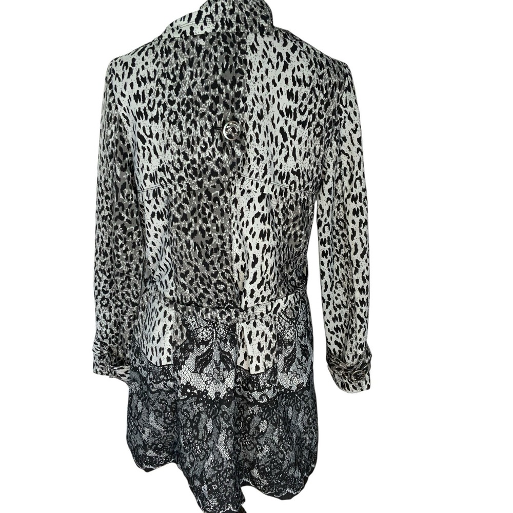 Vertigo Paris Womens Med Leopard Print Belted Button Coat Jacket Art Deco Trendy - Picture 4 of 16